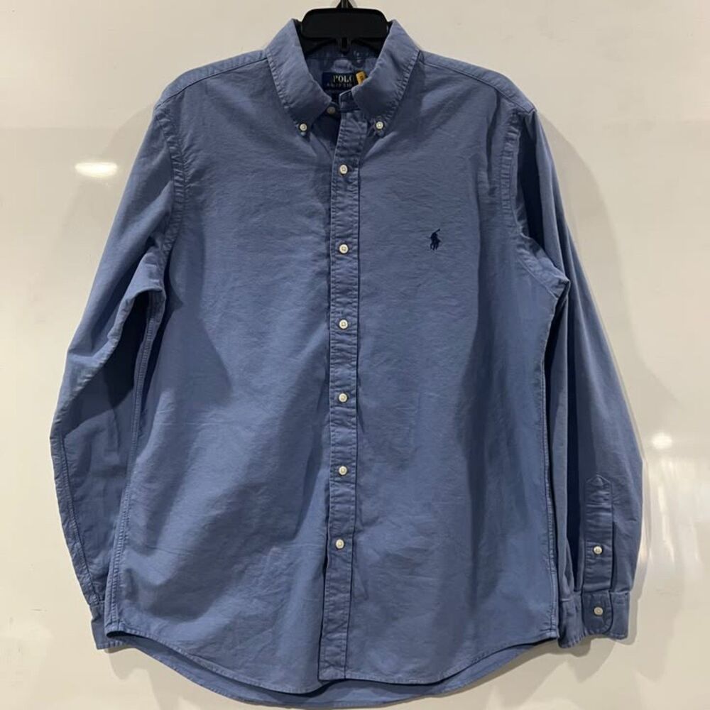 Polo Ralph Lauren Blue 100% Cotton Long Sleeve Button Down Shirt Size Large